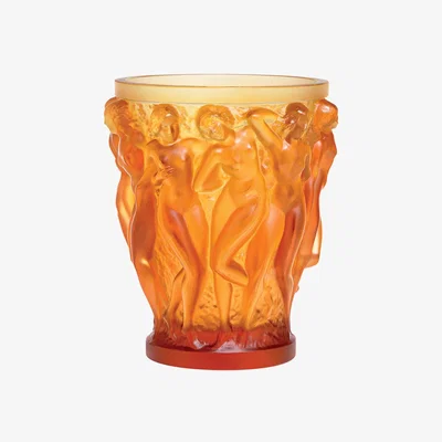 Amara Lalique - Bacchantes Crystal Vase - Amber Hommage Edition - Large