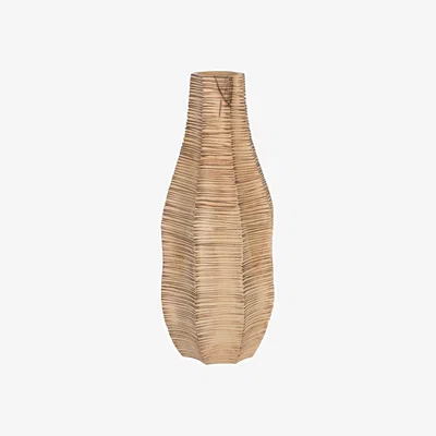 Amara Tall Wicker Effect Wooden Vase