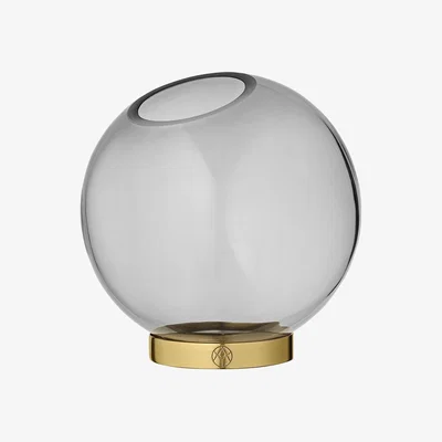 Amara AYTM - Globe Vase - Medium - Black Glass & Brass