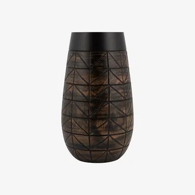 Amara Explorer Chevron Pattern Wooden Vase
