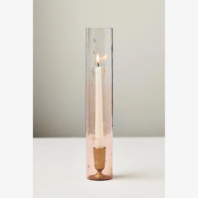 Anthropologie Celestial Etched Chimney Glass Candle Vase
