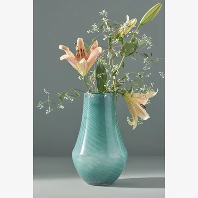 Anthropologie Mera Soda Lime Glass Swirl Vase