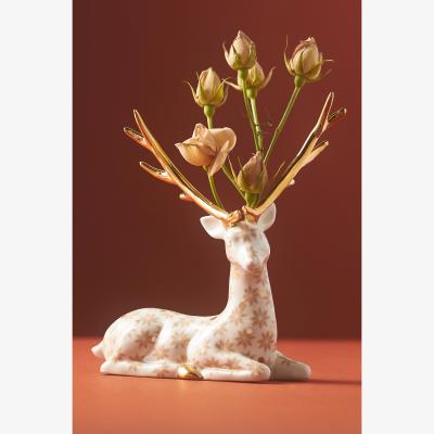 Anthropologie Winterland Animal Ceramic Pattern Bud Vase