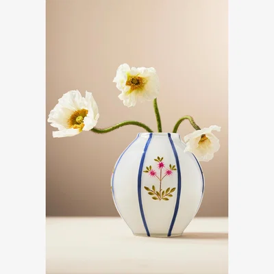 Anthropologie Joanna Floral Glass Vase