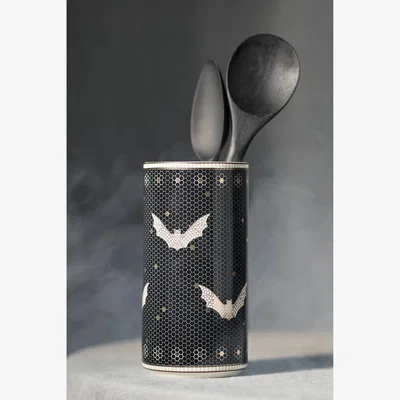 Anthropologie The Bistro Tile Stoneware Vase: Halloween Edition