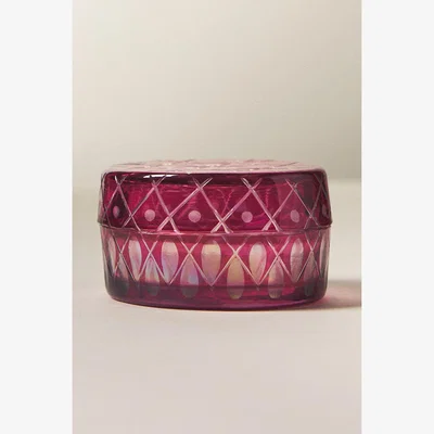 Anthropologie Luna Etched Glass Lidded Trinket Box