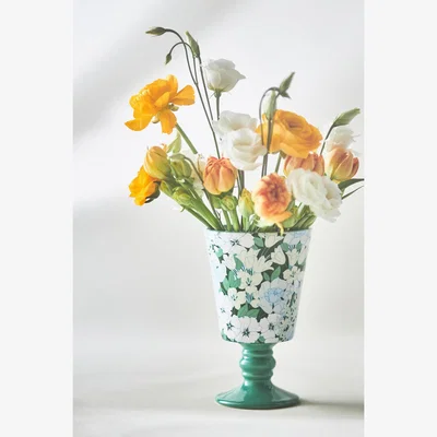 Anthropologie Lyla Floral Ceramic Vase