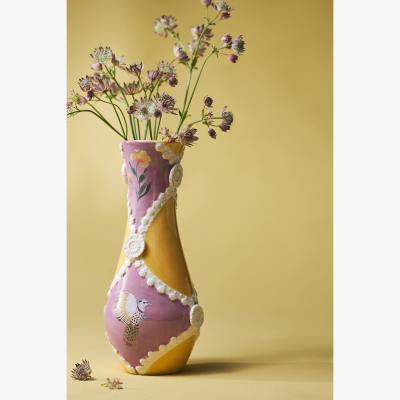 Anthropologie Pitta Floral Ceramic Vase, Tall