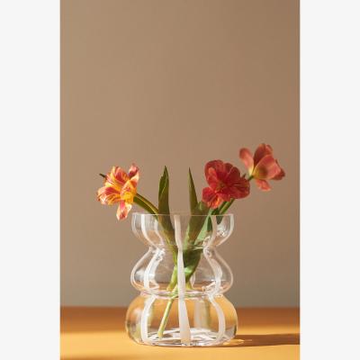 Anthropologie Striped Clear Glass Vase