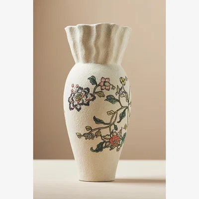 Anthropologie Mio Handpainted Stoneware Vase