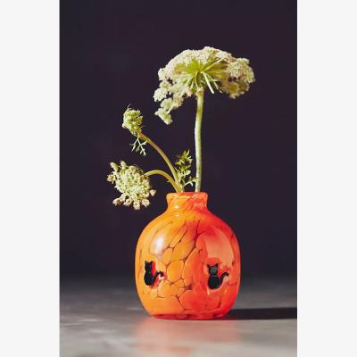 Anthropologie Pressed Glass Cat Bud Vase