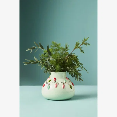 Anthropologie String Light Mint Ceramic Vase