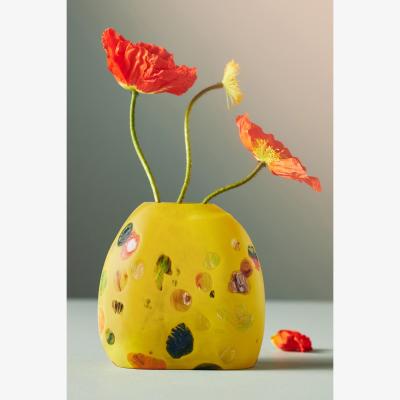 Anthropologie Handmade Speckled Art Glass Vase