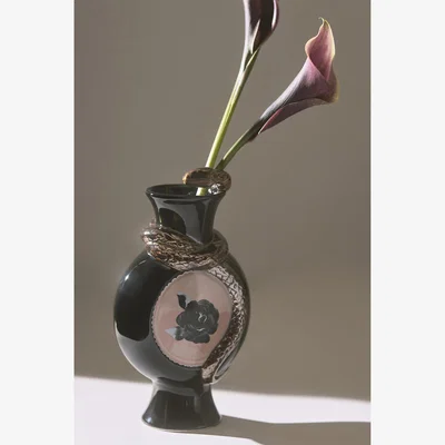Anthropologie Adelle Gilded Snake Stoneware Vase