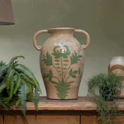 Arighi Bianchi Maiolica Handled Vase