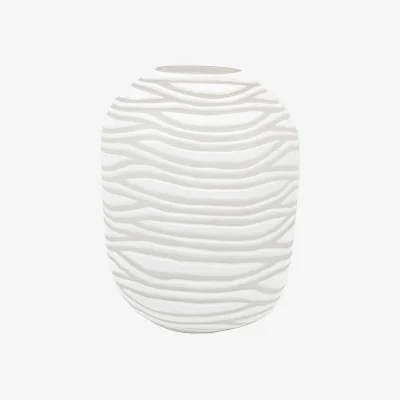 Arighi Bianchi Handblown Carved Glass Vase, Large