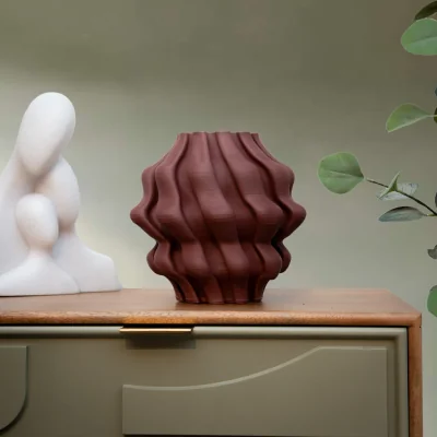 Arighi Bianchi Burgundy 3D Effect Printed Vase