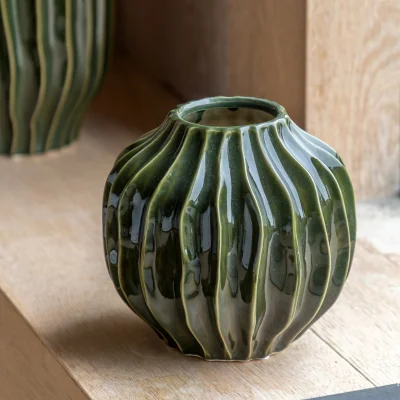 Arighi Bianchi Olive Ribbed Vase, Small