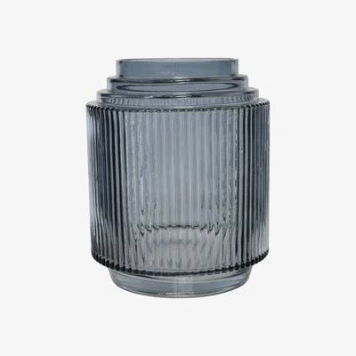 Barker and Stonehouse Medium Lined Glass Vase, Grey | Barker & Stonehouse