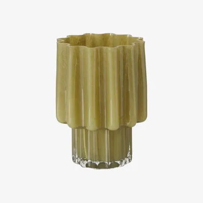 Barker and Stonehouse Scalloped Glass Vase, Green | Barker & Stonehouse