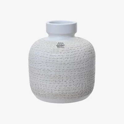 Barker and Stonehouse Round Textured White Vase | Barker & Stonehouse