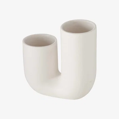 Barker and Stonehouse U Shaped Asymmetric Stoneware Vase, White | Barker & Stonehouse