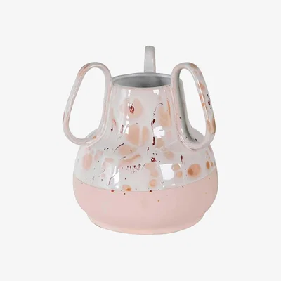 Barker and Stonehouse Blush Ceramic Handled Vase, Pink | Barker & Stonehouse