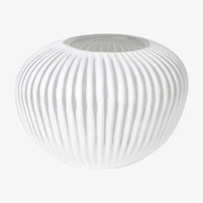 Barker and Stonehouse White Round Ribbed Vase Glass | Barker & Stonehouse