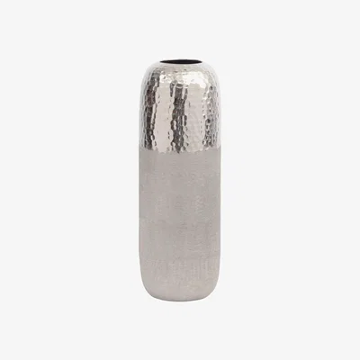 Barker and Stonehouse Large Silver Textured Hammered Vase, Grey Metal | Barker & Stonehouse