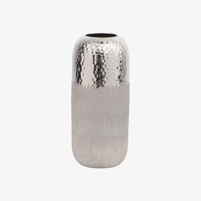Barker and Stonehouse Small Silver Textured Hammered Vase, Grey Metal | Barker & Stonehouse