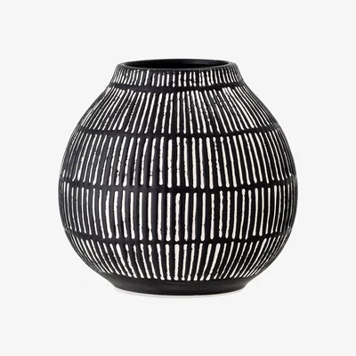 Barker and Stonehouse Black Linear Vase Stoneware | Barker & Stonehouse