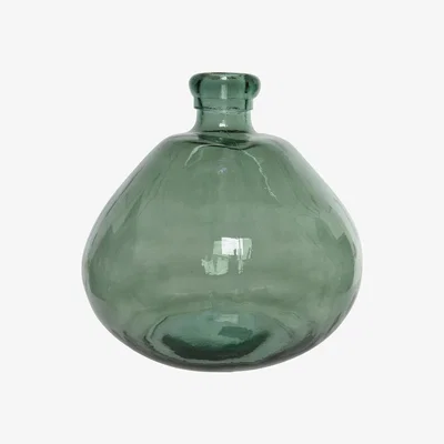 Barker and Stonehouse Green Round Vase Glass | Barker & Stonehouse