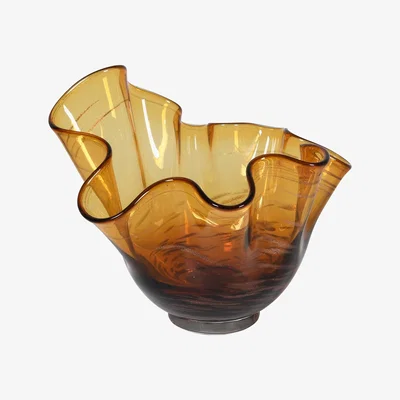 Barker and Stonehouse Amber Wave Glass Vase, Orange | Barker & Stonehouse