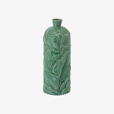 Barker and Stonehouse Green Leaf Patterned Vase Ceramic | Barker & Stonehouse