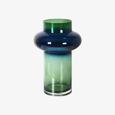 Barker and Stonehouse Shaped Glass Vase, Green and Navy