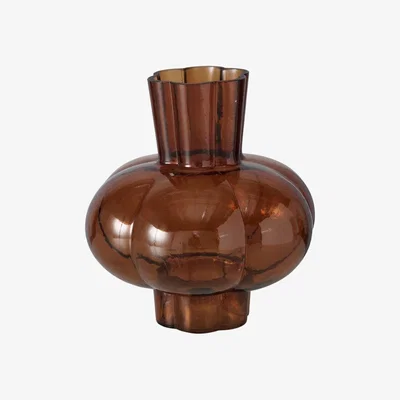 Barker and Stonehouse Fluted Bulb Glass Vase, Brown | Barker & Stonehouse
