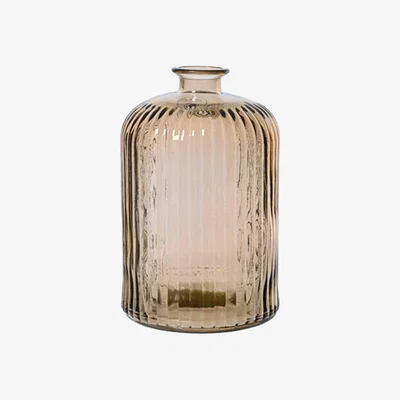 Barker and Stonehouse Smokey Ribbed Vase, Brown Glass | Barker & Stonehouse