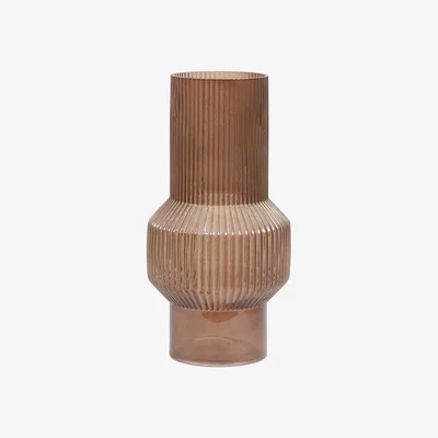Barker and Stonehouse Ribbed Glass Vase, Rust