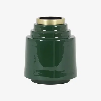 Barker and Stonehouse Medium Green & Antique Bronze Steps Vase | Barker & Stonehouse