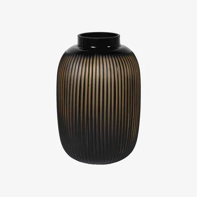 Barker and Stonehouse Black Ribbed Glass Vase | Barker & Stonehouse
