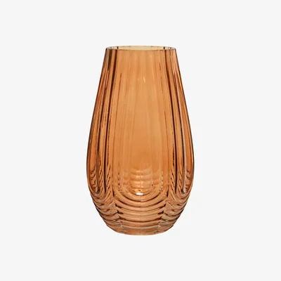 Barker and Stonehouse Amber Deco Vase, Yellow Glass | Barker & Stonehouse