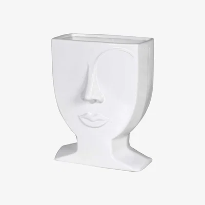 Barker and Stonehouse Face Motif Vase, White | Barker & Stonehouse