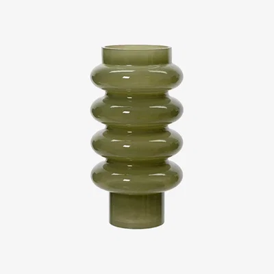 Barker and Stonehouse Olive Bubble Vase, Green Glass | Barker & Stonehouse