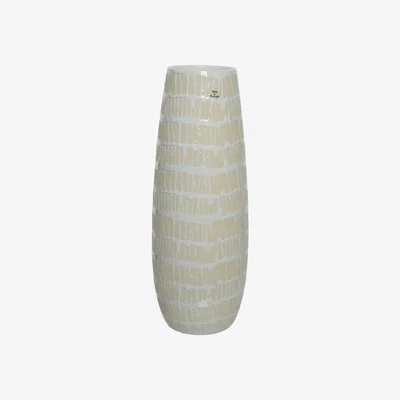 Barker and Stonehouse Tall White Etched Vase | Barker & Stonehouse
