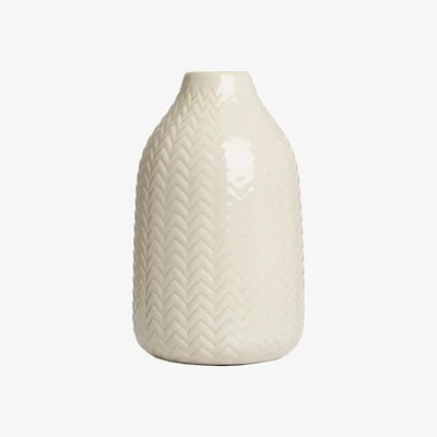 BHS.com Chevron Ceramic Vase, Cream