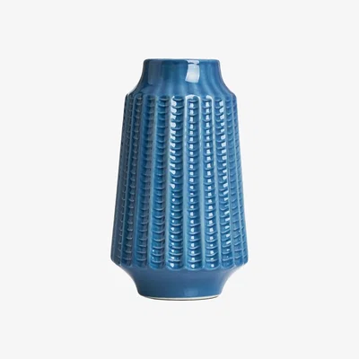 BHS.com Grooved Ceramic Vase, Blue