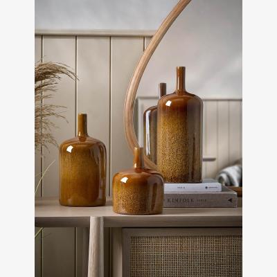 Cox and Cox Three Glazed Vases - Burnt Orange