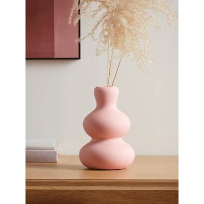 Cox and Cox NEW Earthenware Ripple Vase - Blush