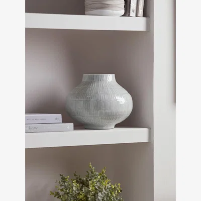 Cox and Cox Etched Metal Vase - Grey