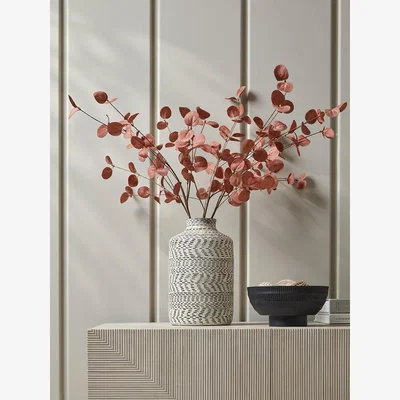 Cox and Cox Three Faux Eucalyptus Stems - Burgundy